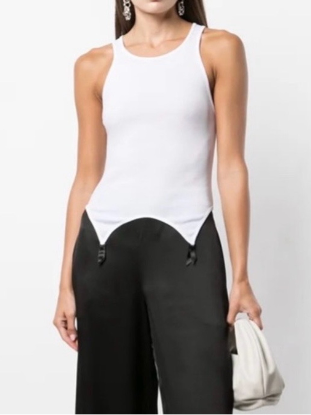 Black Kiki de Montparnasse Garter Muscle Tank Top, Lingerie-inspired, NWT Size M